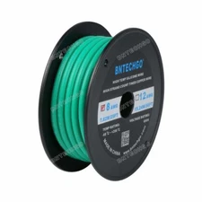 8 Gauge Flexible Silicone Wire Green 25 ft 600V 200 deg C Tinned Copper Wire