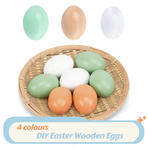 Wooden Eggs solid decoupage plain craft decorate Wooden Easter Egg Wood Eggs - Photo 1/19