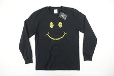 LA POP ART BLACK LARGE SMILEY FACE HAPPY PRINT LIGHT LONG SLEEVE SWEATER BOYS
