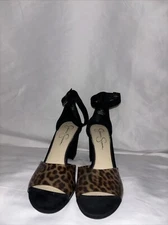 Jessica Simpson Black/Leopard High Heel Sandal Size 11