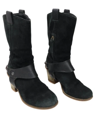 Bottes Mi-Mollet À Talons En Suède Noires CLARKS Femme (UK) 4 Style Biker - Photo 1/4