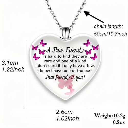 A true Friend Heart-Shaped Pendant Necklace Friendship BFF gift - aus posted - Picture 3 of 8
