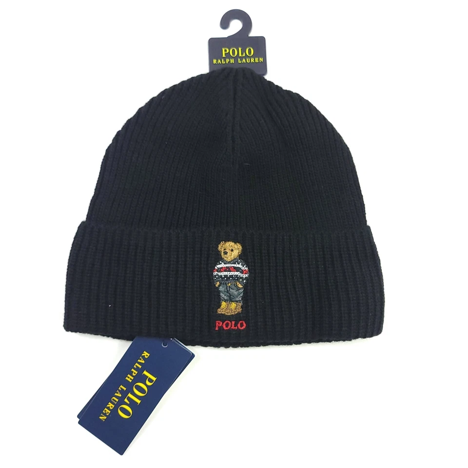 Polo Ralph Lauren Negro Oso Alce Gorro Para Hombre Talla Única - O/S Foto 3 de 4