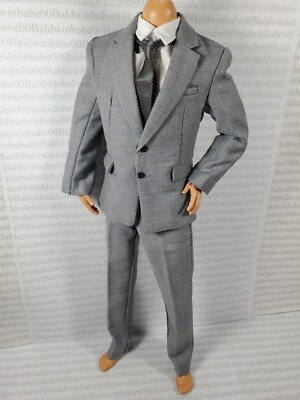 N10~ OUTFIT C~FIT KEN ORIGINAL MADE TO MOVE DOLL GRAY GREY JACKET PANTS SUIT TIE