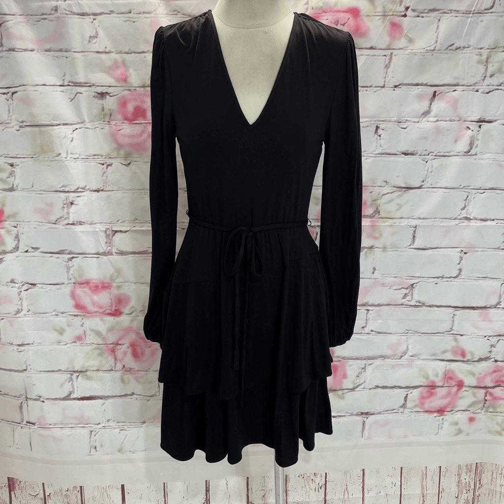 Boden nwt long sleeve black Tiered Mini Jersey Dress size