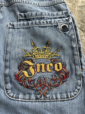 90s JNCO Big Tribal Crown Embroidery Jeans | eBay