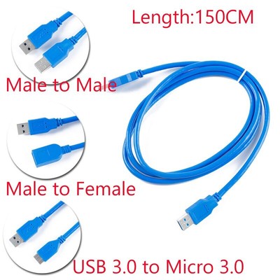 150CM USB 3.0 A Male AM to USB 3.0 A Female AF USB3.0 Extension Data Cable