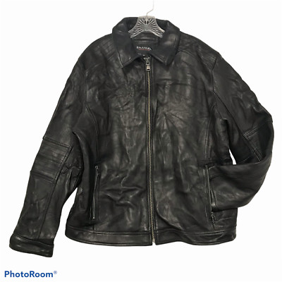 EMANUAL UNGARO Mens XL Luxury Soft Black Lambskin Leather Moto Jacket