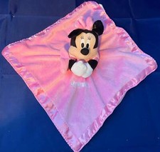 Disney Minnie Mouse Lovey Stuffed Plush Animal Toy Satin Security Blanket Pink