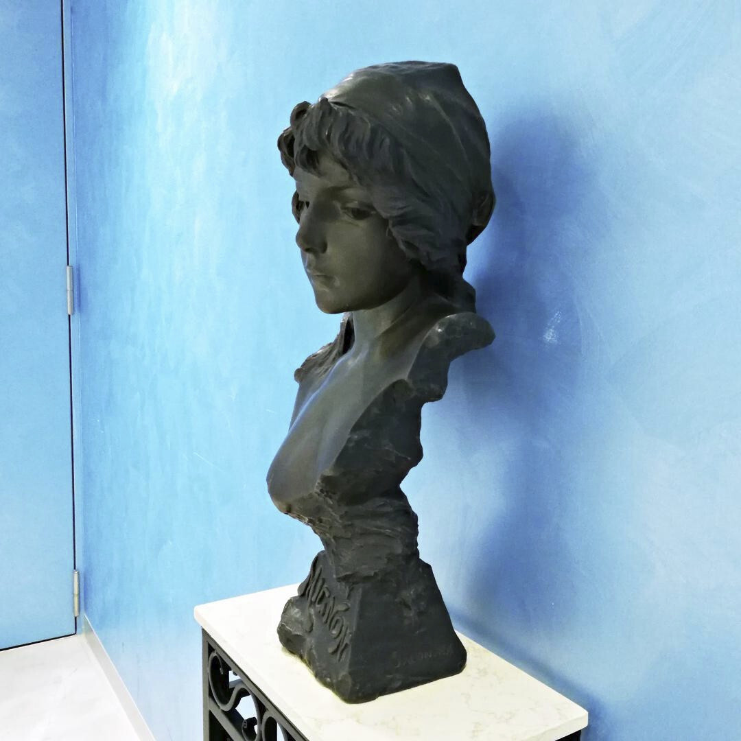 Emmanuel Villanis Mignon Bronze Bust Sculpture Rare Salon 1896