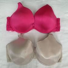 2 x M&S/PRIMARK 40DD padded FULL CUP/PLUNGE BRAS wired ALABASTER vgc/PINK unworn