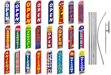 Open Swooper Feather Flutter Flag Pole Kit Welcome Grand Opening