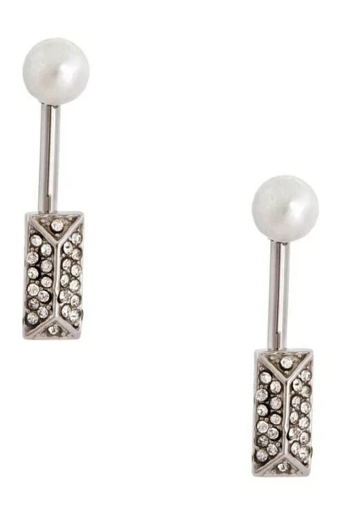 Pendientes de dos partes Rebecca Minkoff pavé y perlas W1154 Foto 2 de 3