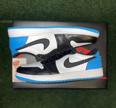 Jordan 1 Retro Low OG Black Dark Powder Blue Mens Size 10.5