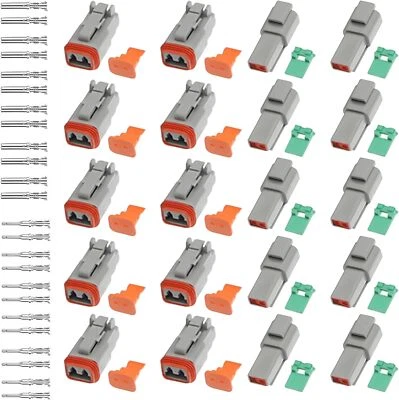MARKENLOS 10er Set Deutsch DT KFZ Stecker 2 Polig Steckverbinder Wasserdicht Auto Crimp