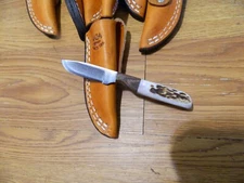 ANZA KNIVES 5"  MODEL# 6F MINI DROP POINT ELK & WALNUT FIXED BLADE KNIFE LEA SH