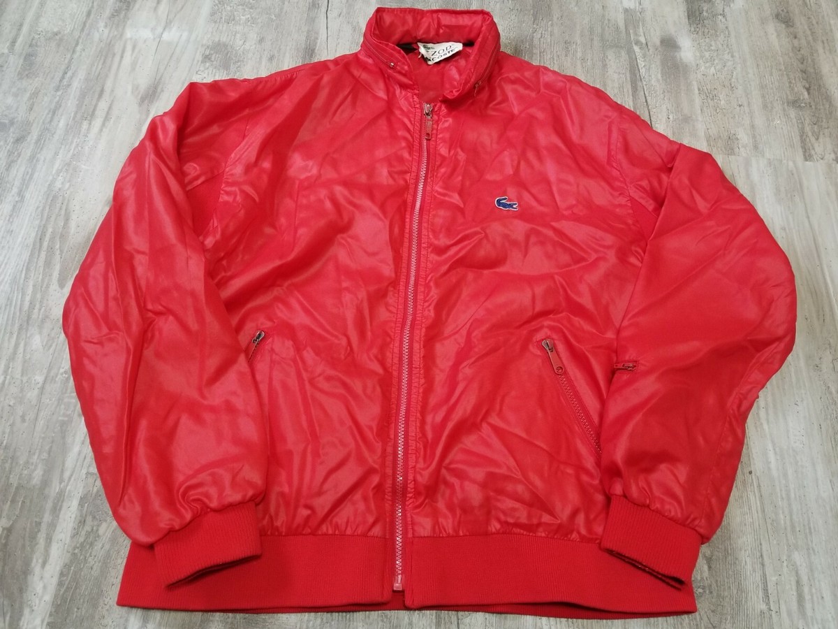 LACOSTE 赤 ナイロンジャケット 50/4 ジャケット 古着 90s Lacoste ラコステ 赤 フリース ナイロン 4