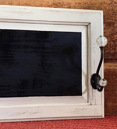 Wood Framed Chalkboard Coat Rack Hanging Message Board Shabby Chic Handmade - Picture 3 of 4