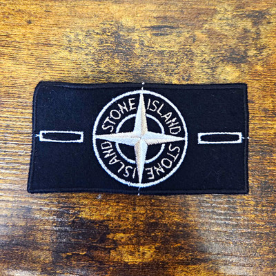 Stone Island Black Cloth Patch Badge with White Compass Logo
