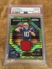2024 Panini Prizm Drake Maye RC Rookie Gear Neon Green Pulsar Patch PSA 8