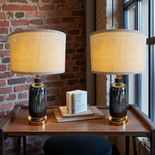 Ceramic Table Lamps, Set of 2 Modern Table Lamps for Bedroom Living Room Bedside