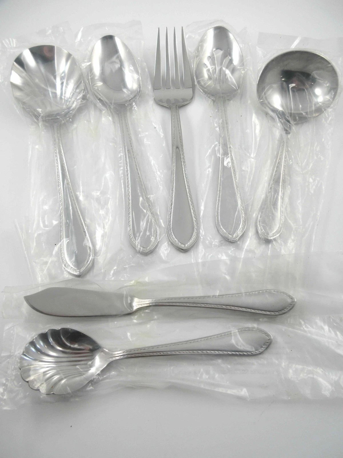 Reed & Barton TRADITION, TANGLEWOOD 7 Piece Serving Set Glossy Stainless Steel
