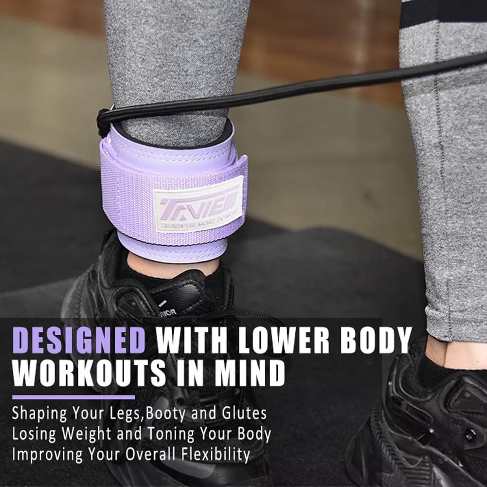 TAVIEW Ankle Straps Cable Machine Attachment for Gym - Purple-Pair 