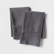 Standard Pillowcase Set Dark Gray: Cotton Sateen, Wrinkle-Resistant