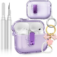 for AirPods Pro 3 2025 Case with Secure Lock, Soft Clear TPU Cover with Earbu...