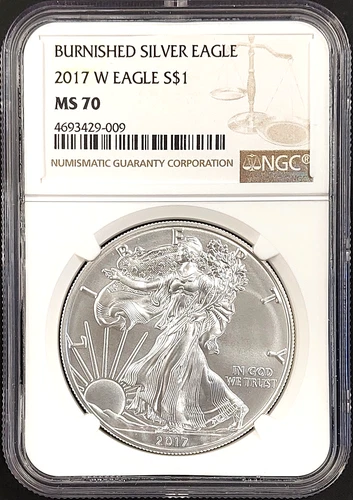 2017 W Burnished Silver Eagle certified MS 70 by NGC! NO RESERVE!