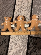 Vintage Felt Fabric Bear and Dog Holiday Christmas Ornaments