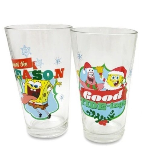 Spongebob Squarepants & Patrick 4 piece Drinking Glass Set Christmas NEW - Picture 4 of 12
