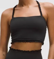 LULULEMON NULU RUFFLE TRIM CROPPED TANK TOP~BLACK~XXS~XS~S~M~L~XL~NWT