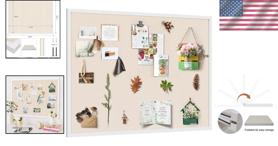 Tablón de anuncios de lino grande duradero 48x36 - Perfecto para fotos, notas y horarios Foto 2 de 4