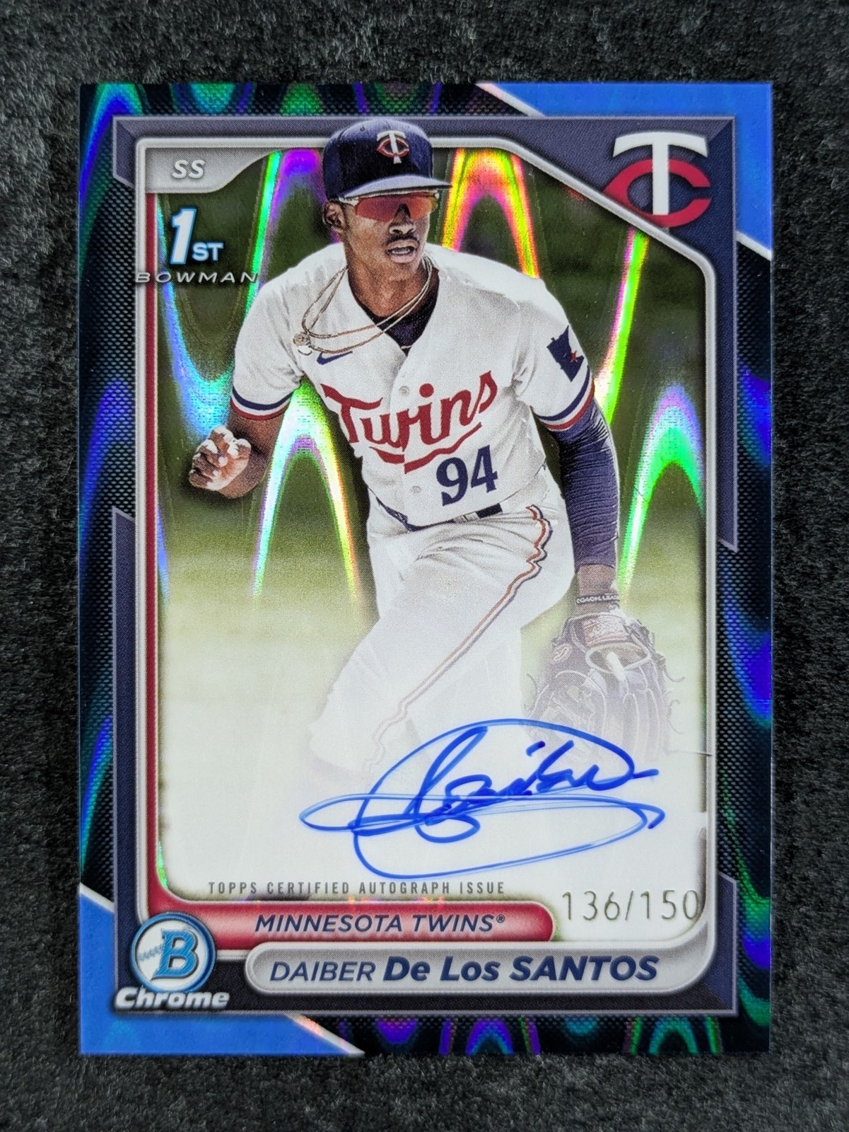 2024 Bowman Chrome DAIBER DE LOS SANTOS /150 1st RC Auto Blue RayWave #CPA-DD