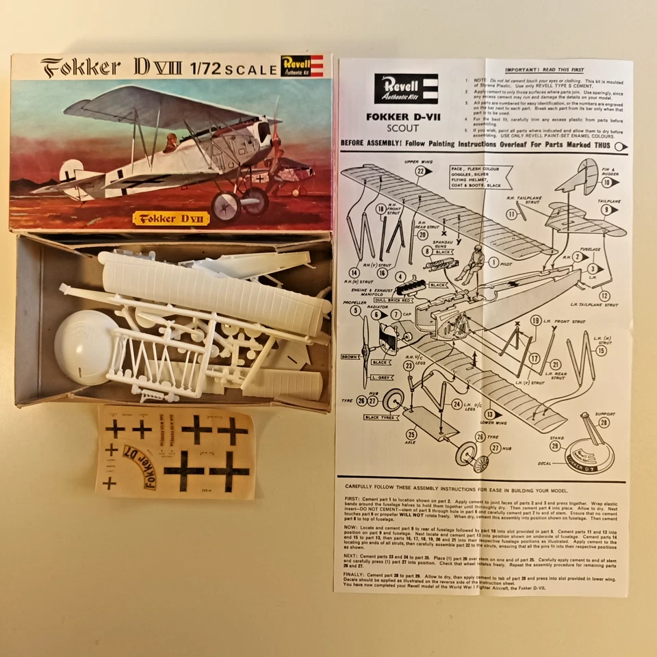 6 KIT REVELL anni '60 -FokkerDVII, Nieuport 28, SE5A, Sopwith, De Havilland, PZL - Immagine 3 di 4