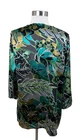 Anis A. NEW Teal Black Silk Flora Burnout Open Kimono Topper Size M Art to Wear
