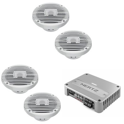 Hertz Marine 4x 6.5'' Marine HEX-65-M-TW & Venezia-Compact-V4 4Ch. Amplifier B...