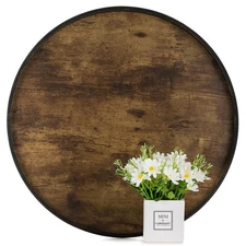 Decorative Coffee Table Tray: Brown Wood Tray Round Rustic Wooden Trays Circl...