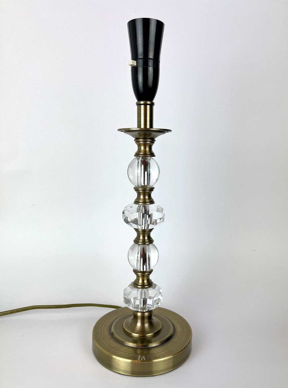 Clear Resin & Faceted Acrylic Table Lamp Antique Brass Effect Modern Working