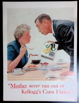 Print Ad 1950's Kellogg's Corn Flakes Man Wife Argument