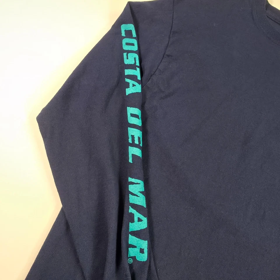 Costa Del Mar Men's T-Shirt Logo Print Tee Long Sleeve Crew Navy Blue Medium - Image 3 of 4