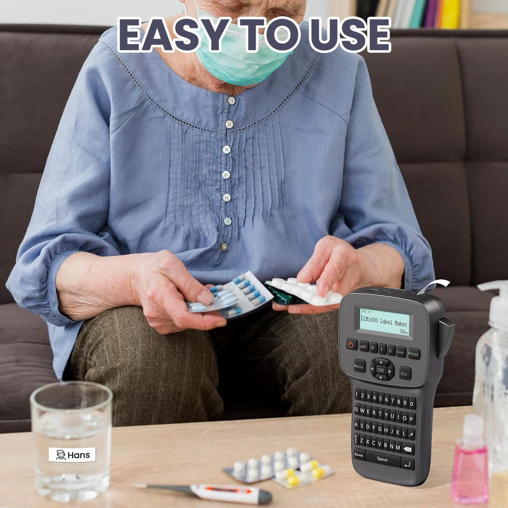 Portable Rechargeable Waterproof Label Maker Machine with Tapes for Home & Office