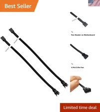 2-Pack 10.2-Inch 4 Pin PWM Fan Extension Cables - Black Braided Durable Design