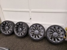 2023 Tesla Model 3 Performance Wheels OEM + Pirelli Tires, TPMS, Needs Repair