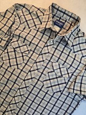 Wrangler Western Shirt Men's XL Plaid Pearl Snap Short Sleeve Cowboy
