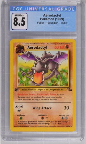 Aerodactyl (1st Edition) graded CGC 8.5 for sale on eBay