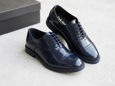 PAUL MARTIN'S HERRENSCHUHE GR. 42 OXFORD SCHNÜRER LEDER NAVY BLUE GUMMISOHLE