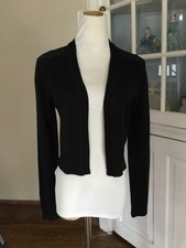 Womens Tommy Hilfiger Black Cropped Open Front Mesh Back Cardigan Sweater Size S
