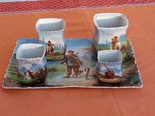ancien service ou nécessaire à tabac - scène de CHASSE - pot plateau
